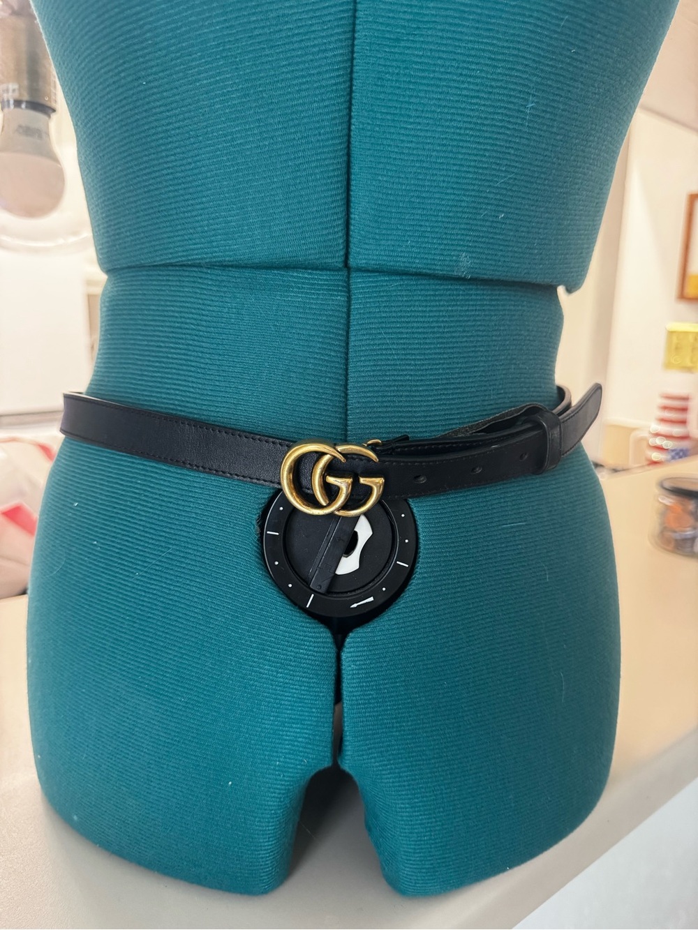 Gucci Black Leather Belt with Gold Double G Buckle